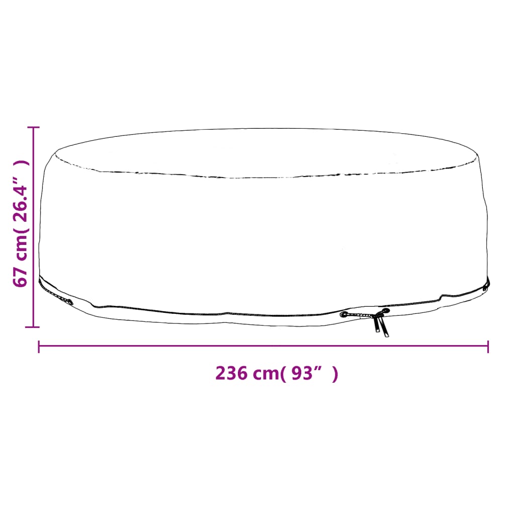 Vidaxl Pokrowiec Na Meble Wypoczynkowe, 10 Oczek, Ø236X67 Cm, Okrągły