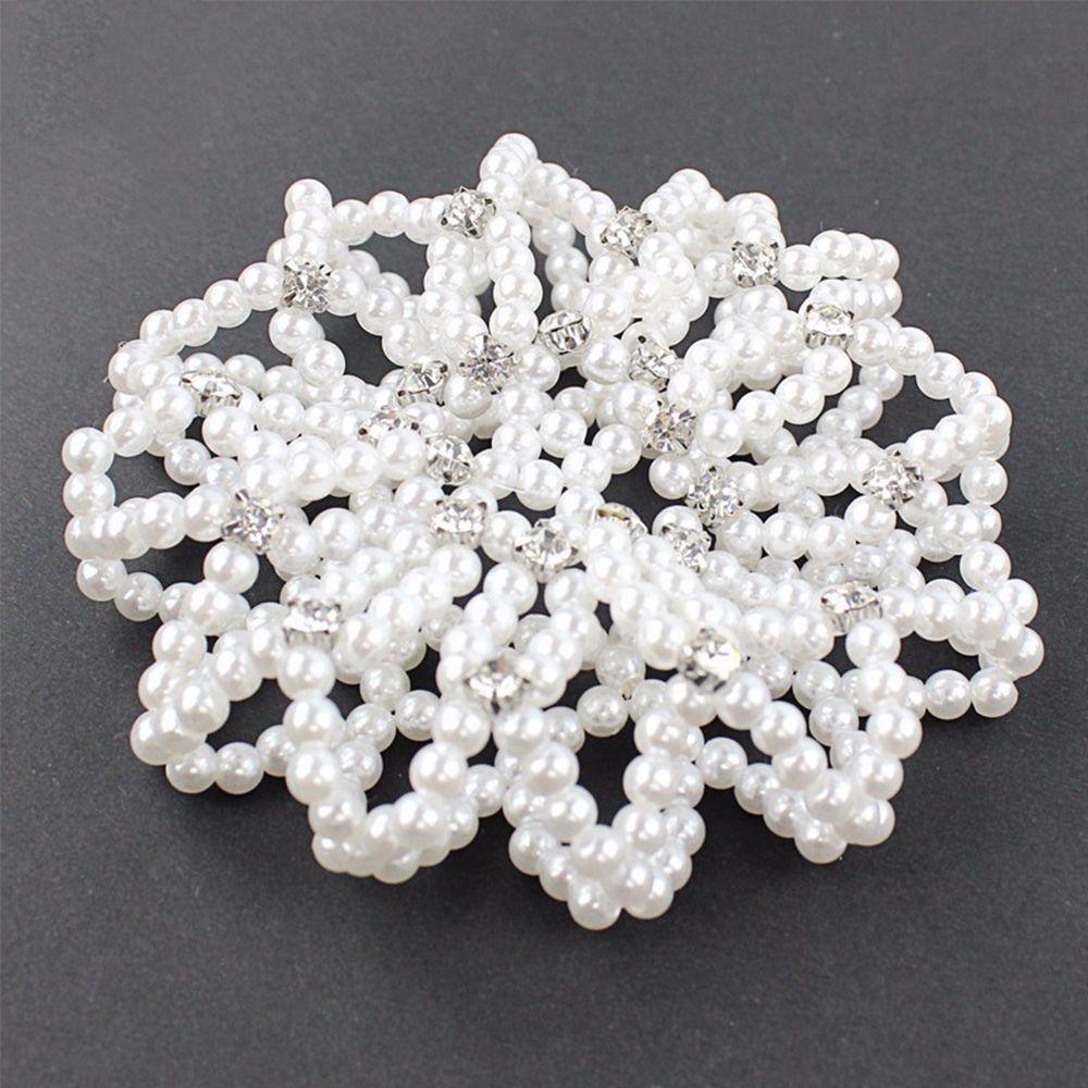 Furling Ornament Balle Crochet Elastic Crystal Handmade Pearl Hair Nets Bun Net Hair Bun Headwear