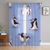 Пингвины Катание на коньках Тюль Прозрачные Оконные Шторы Для Гостиной Спальни Современные Шифоновые Вуалевые Органзовые Шторы Декор Драпировки