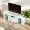 TV Cabinet TV Stand With RGB LED Lighting High Gloss Tempered Glass Shelves 120x34x45cm White