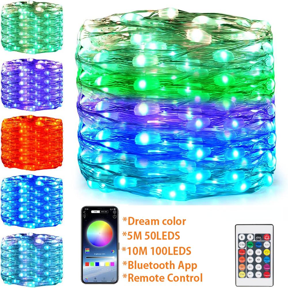 Светодиодный сказочный гирляндный светильник с дистанционным управлением через Bluetooth USB, умная гирлянда, лампа-гирлянда, светодиодный уличный крытый рождественский свет для спальни и вечеринки