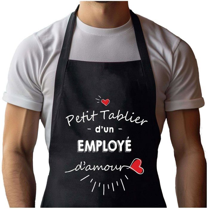 Tablier de cuisine - Emmanuel d'amour - Noir - Coton épais - Impression bretonne