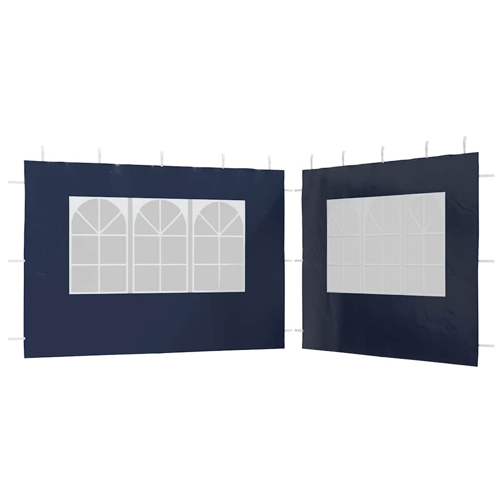 Party Tent Side Walls 2 Pieces with Windows PE Blue