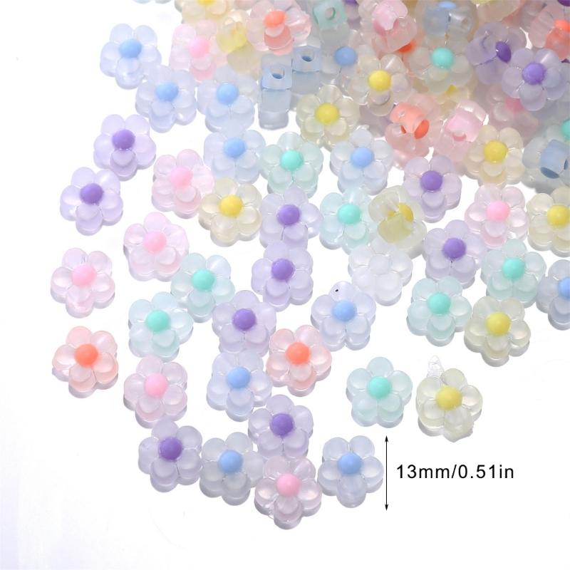 100pcs Sunflower Acrylic Beads Matte Transparent Mixed Colors Spacer Bead for Handmade Jewelry Bracelet Supplies