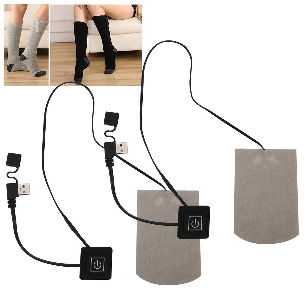 1 Pair Composite Fiber Electric Socks Heating Film USB Winter Keep Warm Outdoor Sports