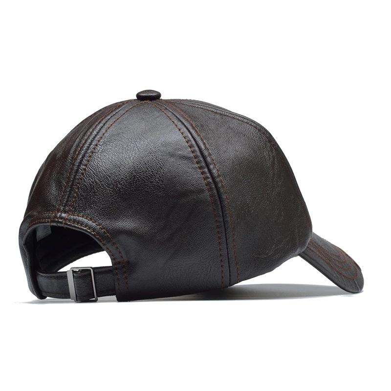 High Quality Baseball Cap Casual Fashion Hat Autumn and Winter Warm Caps PU Leather Hats for Men