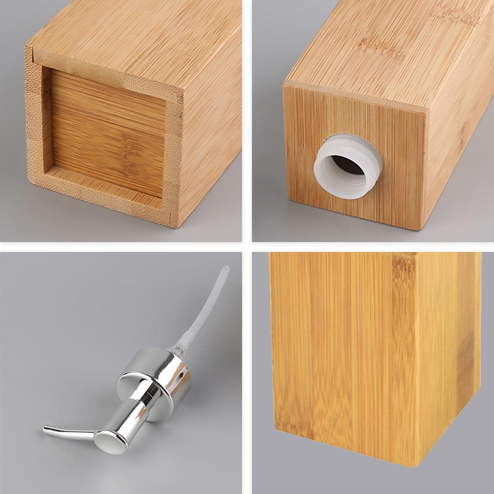 220mL Bathroom Soap Dispenser Lotion Shampoo Dispenser Bottle Holder Kitchen Bamboo Liquid Hand Soap Dispenser Pump