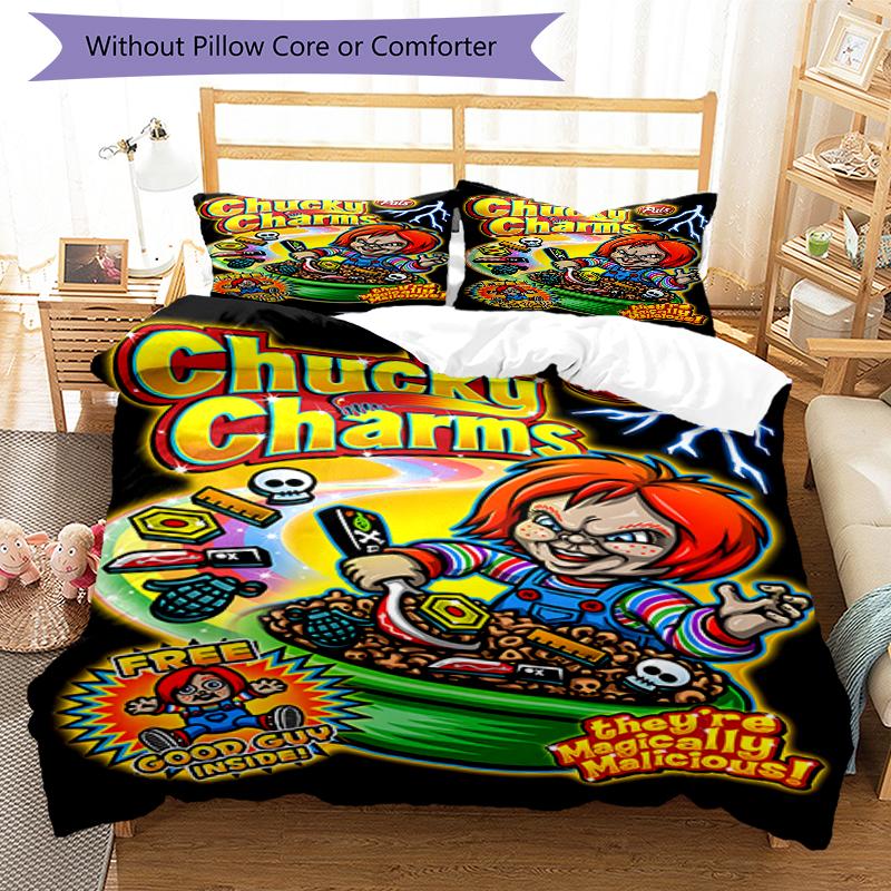 3pcs Chucky3 Design Cover Set - HD Printed Bedding with 1 Cover and 2 Pillowcases - Perfect for Home and Dorm Decor