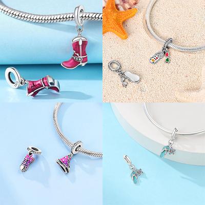 Оригинальные Шармы Серии Обувь Ботинки Шлепанцы Балетки Медные Бусины Подвеска Подходят Женщинам Для Изготовления DIY Браслетов Ювелирные Изделия Подарки
