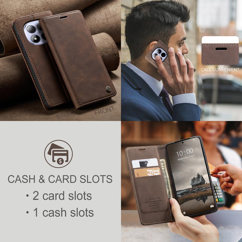 Для Xiaomi Redmi Note 15 Pro 4G (Глобальный) Чехол-кошелек CASEME Серия 013 Кожа PU Чехол для телефона Подставка