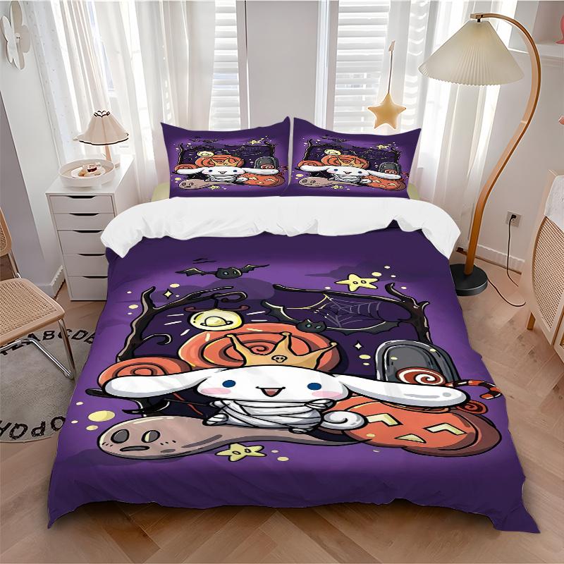 3 шт. Тыквенный Фонарь Персонаж Sanrio Комплект Постельного Белья Мягкий и Удобный Декор Спальни, Гостевой Комнаты и Общежития Комплект Постельного Белья S080