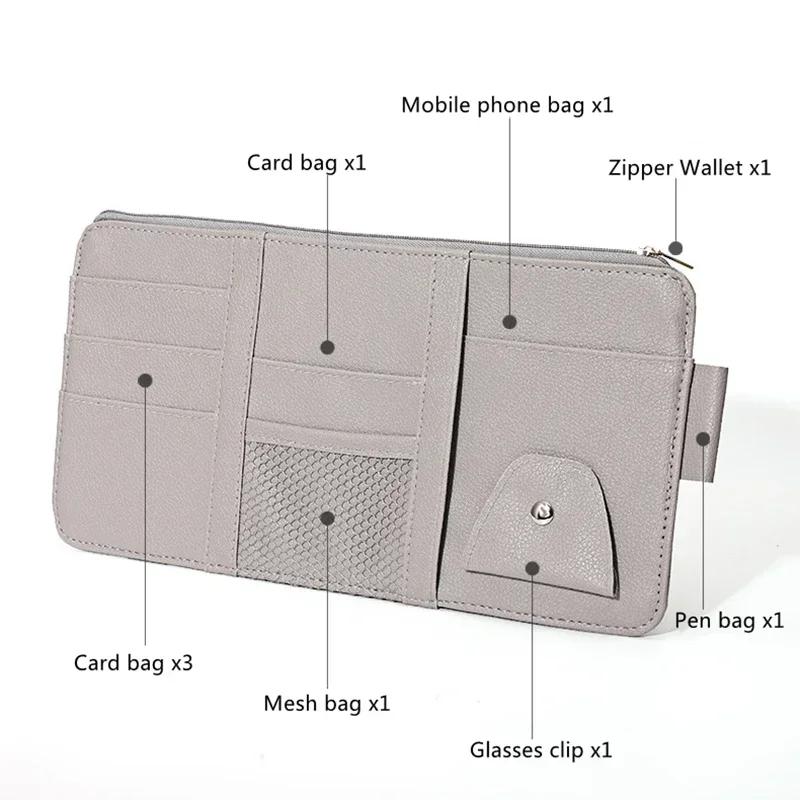 Car Sun Visor Bill Pen Business Card Holder Storage Box Sunglasses Clip Cards Holder Portable Ticket Card Stowing Tidying Pocket