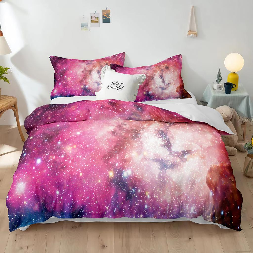 Комплект пододеяльников из полиэстера со звездным небом King Size, белая звезда, красочная галактика, звездное пространство, туманность, абстрактный космос для мальчиков и девочек
