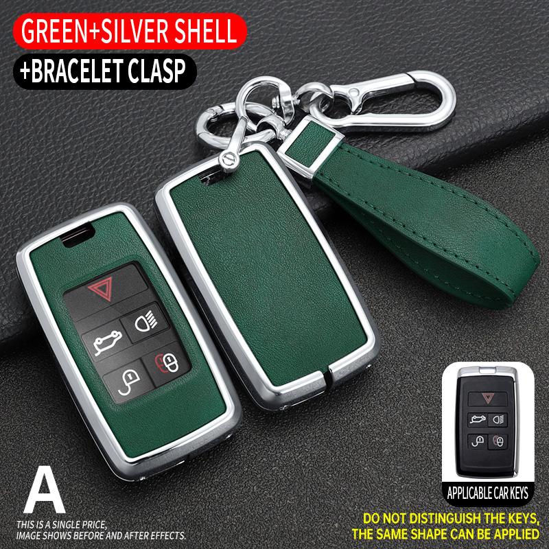 Leather Alloy Car Key Case Cover Protect Shell for Land Rover Range Rover Discovery 5 Sport for JAGUAR XE XF XJ F PACE Keychain