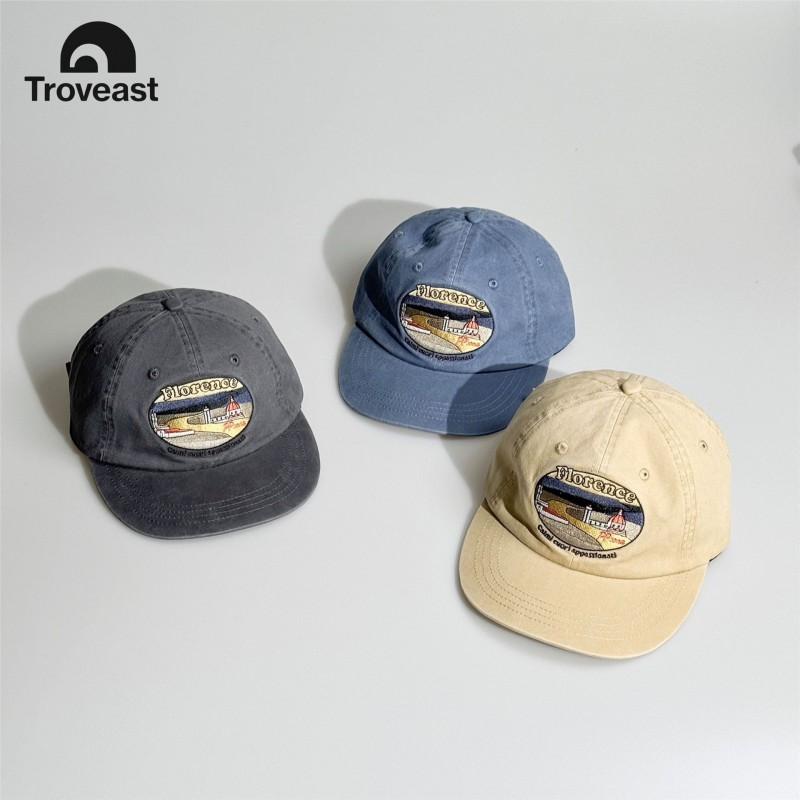 Unisex Washed Cotton Embroidered Baseball Cap Wide Brim Soft Top Streetwear Hat Youth