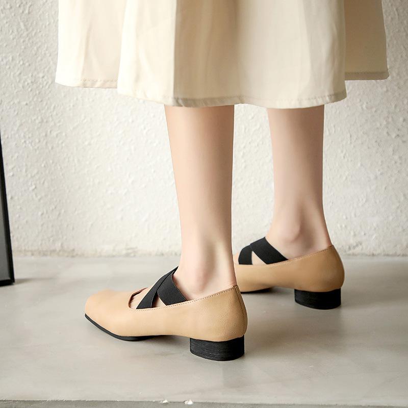 Женские туфли Мэри Джейн, темпераментные ретро-туфли с квадратной головкой, универсальные балетки с носом свиньи, легкие туфли-лодочки в стиле феи на толстом каблуке, туфли бабушки