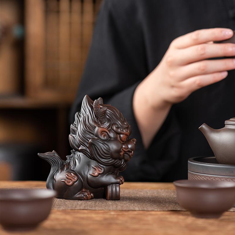 Фиолетовая керамика Kylin Tea Pet Украшение для чайного столика в гостиной Аксессуары для чайной церемонии Украшение для чайного подноса