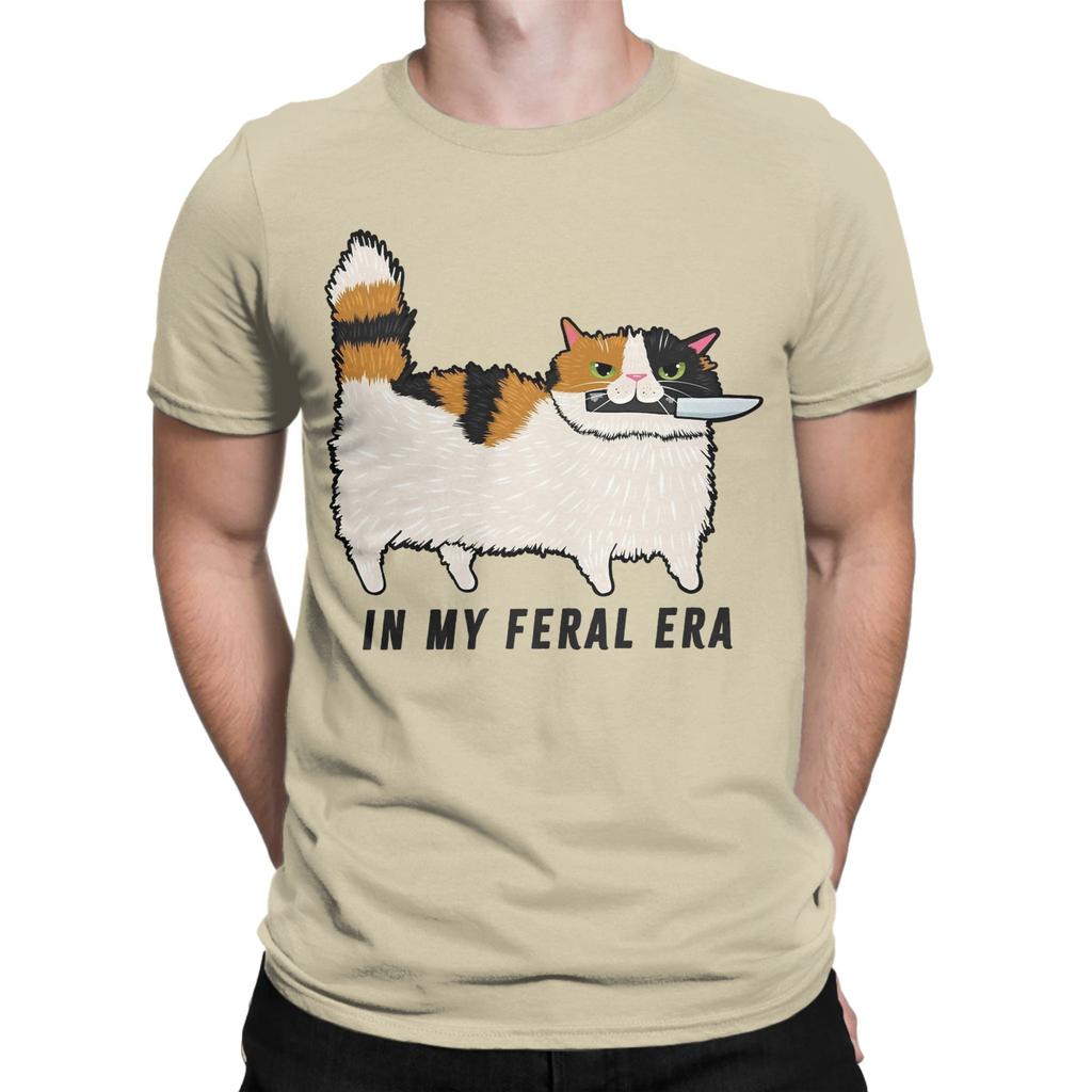 Unisexs In My Feral Era Calico Cat T Shirt Cotton Clothing Vintage Short Sleeve Crewneck Tees Gift Idea TShirt
