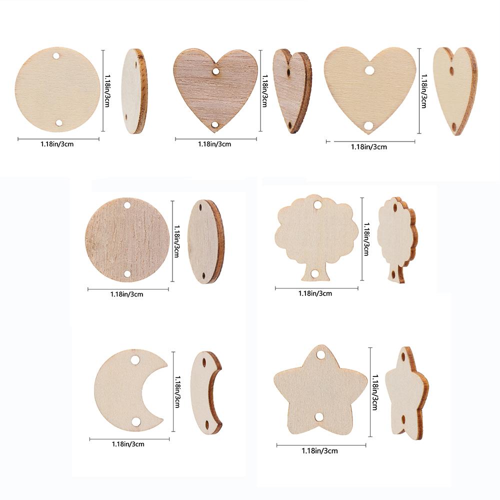 Holes Ring Clips Embellishments Wood Slices Wooden Circle Discs Tags Plaque Board Hanging Label