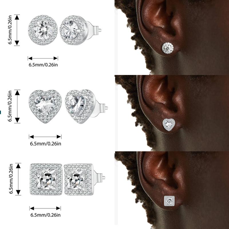 BAMOER Platinum Plated Halo CZ Stud Earrings 925 Sterling Silver Hypoallergenic Classic Elegant Earrings Fashion Jewellry