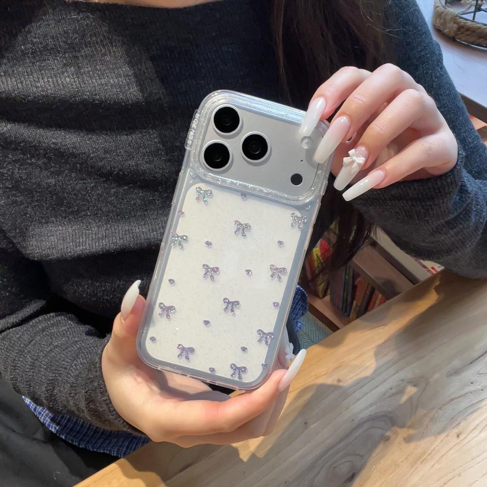 Подходит для чехла мобильного телефона Apple 17promax с блестящим бантом iphone16pro прозрачный супер-огонь взрыв 15 уникальный красивый продвинутое ощущение 14