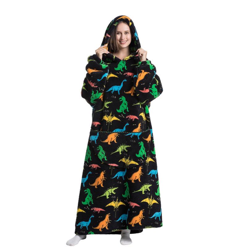 Зимний теплый флисовый халат с капюшоном для женщин, большое одеяло 140 см с рукавами, флисовые теплые толстовки, толстовки, гигантское ТВ-одеяло, женский халат с капюшоном