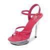 Мода Супер высокий каблук 12,5 см летние туфли с бриллиантами женские водонепроницаемые на платформе с вырезом на носке сандалии на шпильке сексуальные фея