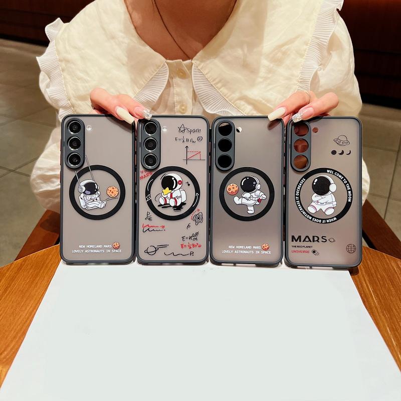 Магнитный чехол для беспроводной зарядки с рисунком астронавта, роскошный противоударный чехол для Samsung A15 A35 A55 A14 S25 S24 Plus S23 S22 Ultra S21 S20 FE