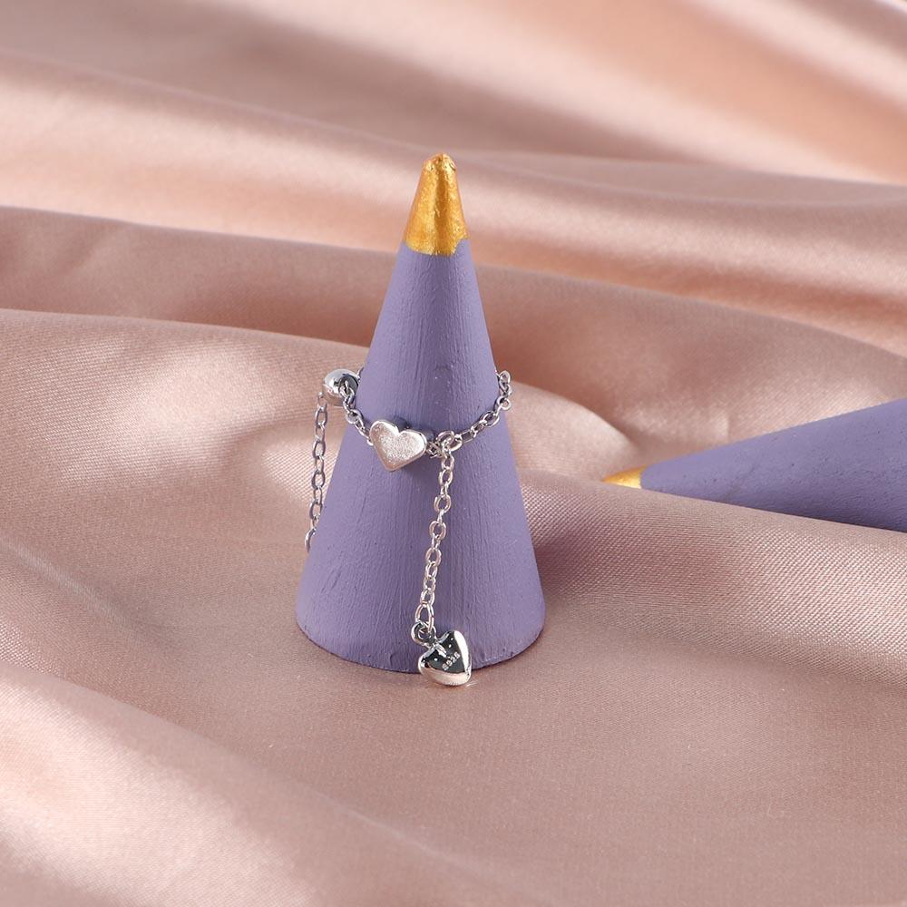 Trendy Sweet For Girls Punk Bead Chain Women Rings Finger Jewelry Korean Finger Rings Heart