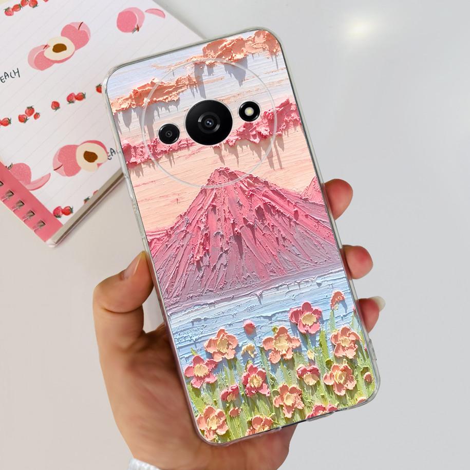 For Xiaomi Redmi A3 Case 2024 Popular Flower Soft Silicone Clear TPU Phone Cover For Xiomi Redmi A3 A 3 Bumper on RedmiA3 Fundas