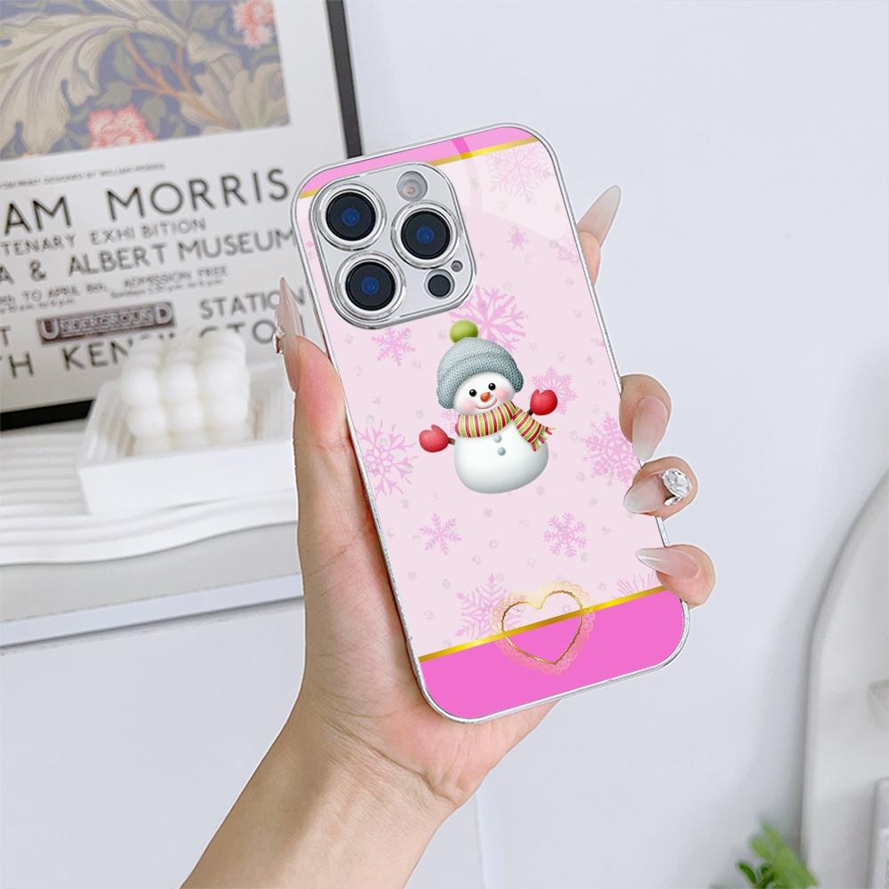 Чехлы для телефонов Ae108 Happy New Year Merry Christmas из гальванизированного стекла для Samsung S25 Ultra iPhone 16 Xiaomi Redmi OPPO, полная защита объектива, задняя крышка