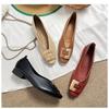 Fashion 2024 Spring Autumn French Low Heel Square Headed Shallow Mouth Flat Shoes WomanSoft Bottom Comfortable Fashion Shoes for Women43
