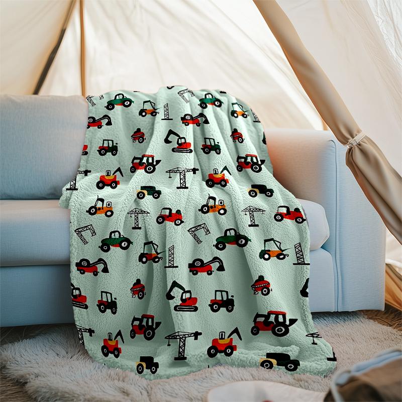 excavator Theme Printed Blanket - Perfect for Couch, Bed, Travel & Outdoor Use | Machine Washable, Cozy & Durable.