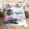 Набор постельного белья «Японская гора Фудзи» из 2/3 предметов, розовый цвет, цветение сакуры, пагода Чурэйто, постельное белье, комплект пододеяльника, экзотический цветок сакуры