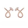 925 Silver Cross Nail Earrings Fashion Niche Delicate Plain Ring Earrings Premium Metal Wind Ins Earrings