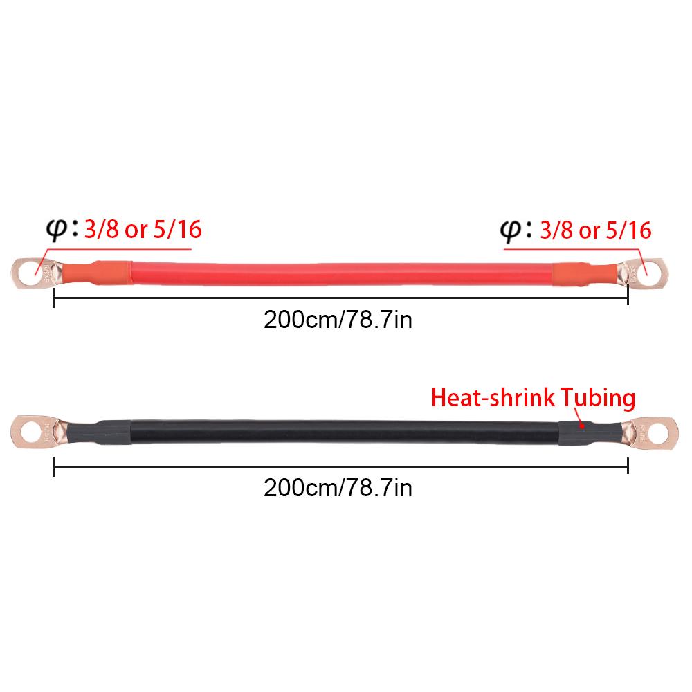 Провод ПВХ 6AWG из чистой меди красный черный 2м Толстые медные клеммы 5/16 3/8 6шт Термоусадочная трубка Кабель питания аккумулятора сварочный кабель