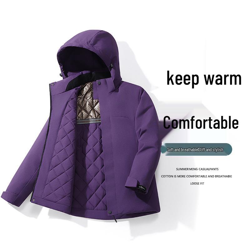 Зимняя горнолыжная куртка Di Yu Shen Long из графена - Утепленная, Теплая, Водонепроницаемая, Повседневная хлопковая верхняя одежда с капюшоном для пар