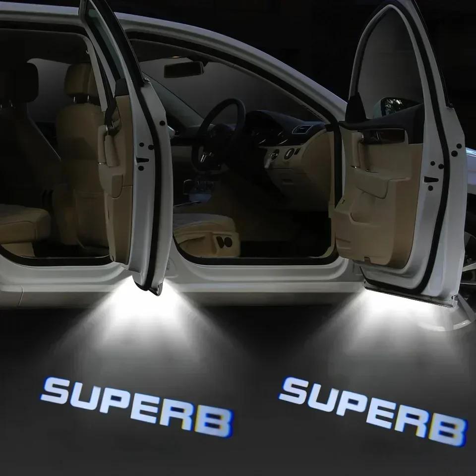 MNT2 2pcs Car Door Light Welcome Light For Skoda Superb 2009 2010 2011 2012 2013 2014 2015 -2023 car accesorios superb Logo Light