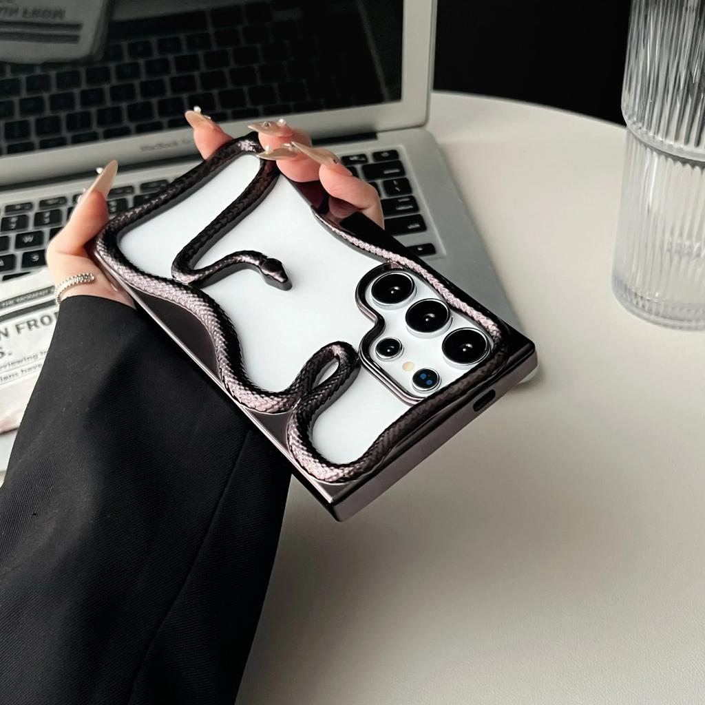 Роскошный чехол с 3D-змеей с гальваническим покрытием для Samsung Galaxy S25 S24 S23 FE S22 Ultra, мягкий силиконовый, с теплоотводом, противоударный