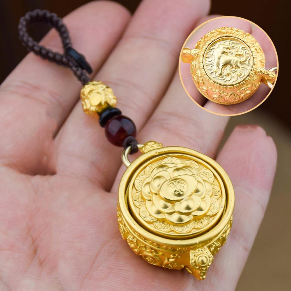 Brass Chinese Style Lucky Pendant Copper Car Key Ring Auspicious Zodiac Cornucopia Key Chain Men