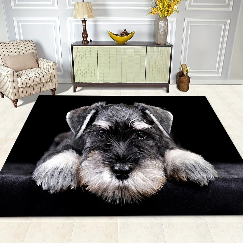 Cute Schnauzer Dog Silhouette Door Mat, Non-Slip Machine Washable Welcome Rug for Entryway, Funny Pet Theme Indoor Floor Mat