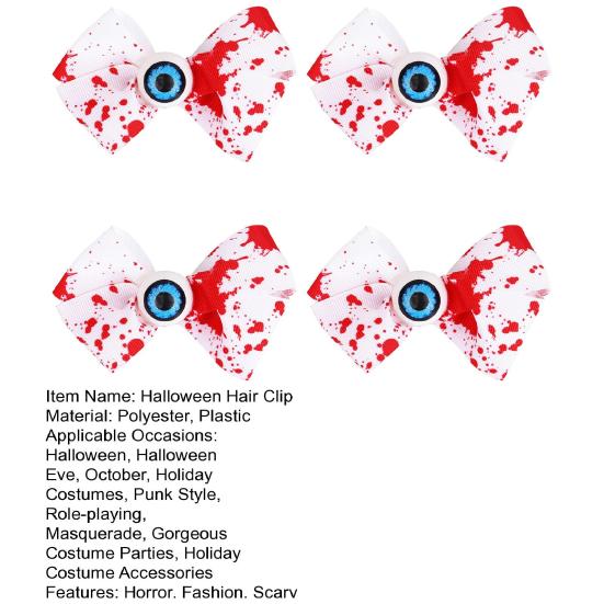 Halloween Blood Bow Clips for Women Girls Horror Eyeball Bowknot Hairpin for Halloween Theme Party Hair Accessories