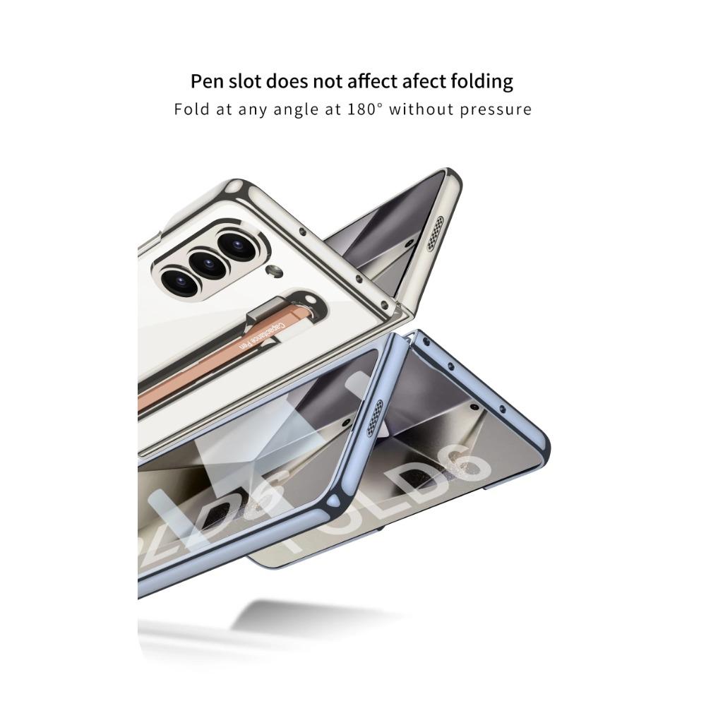 Прозрачный гальванизированный каркас Жесткий ПК чехол для телефона Samsung Galaxy Z Fold 6 5 Чехол противоударный с защитой экрана стилусом