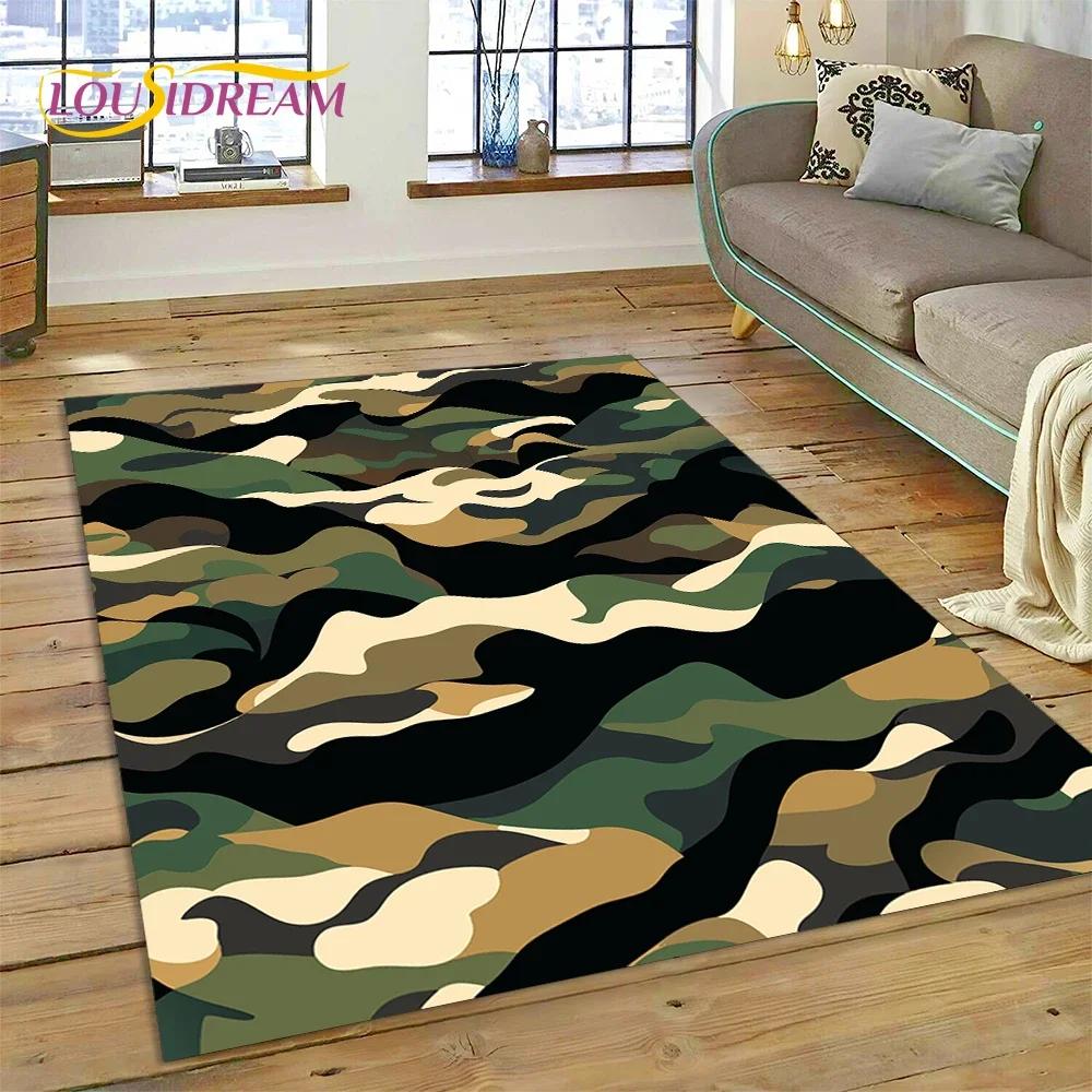 3D Colorful Camo Green Camouflage 2025 Style Carpet Rug for Living Room Bedroom Home Sofa Decoration Area Rug Non-slip Floor Mat