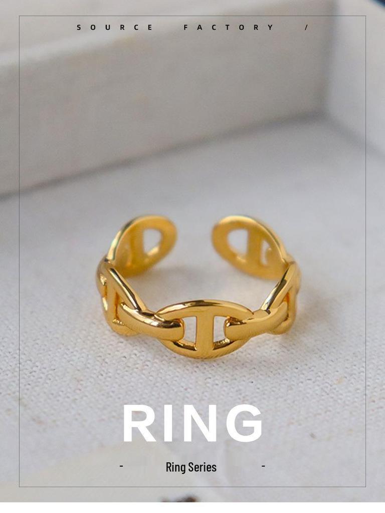 Европейский и американский минималистичный женский роскошный ретро-кольцо с открытым пальцем в виде свиного пятачка