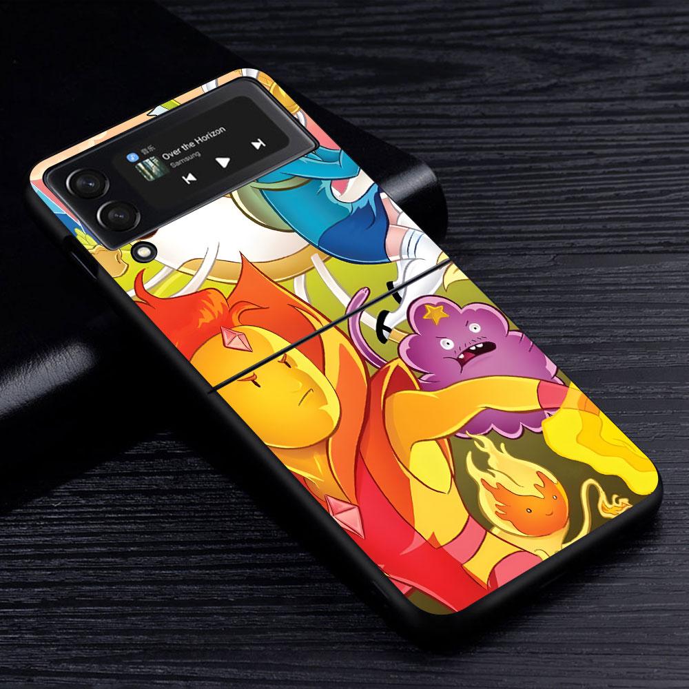 Adventure Fionna & Cake Time Case for Samsung Galaxy Z Flip4 Flip3 5G PC Hard Phone Shell Z Flip 4 3 Black Zflip4 Zflip3 Cover