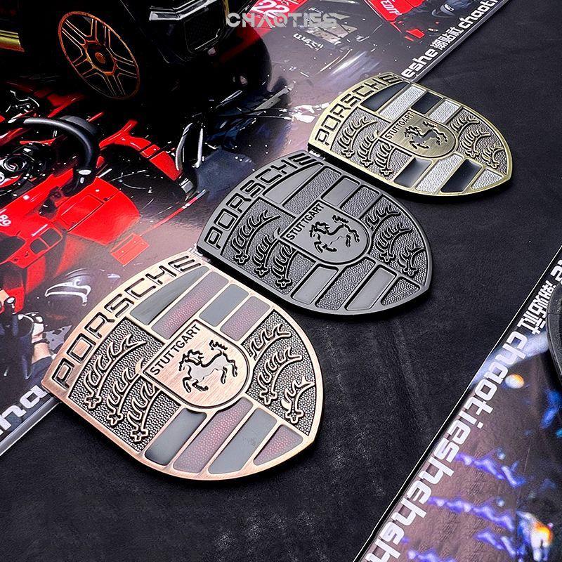 AFUHD1 3D Metal Car Emblem Hood Front Modification Sticker Body Badge Creative Decorative Decal For Porsche Panamera Cayenne 911 Cayman