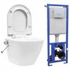 VidaXL Wall-mounted Toilet Without Rim and Hidden Cistern Ceramic White