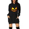 Women Casual Fashion Loose Plus Size Halloween Print Long-Sleeve Blouse Dress