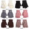 Dual-use Warm Winter Convertible Flip Top Half Finger Gloves Knitting Mittens Coral Velvet  Gloves